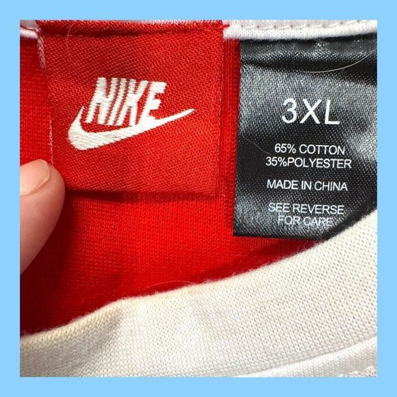 Nike Big Swoosh Mens 3XL Red White Streetwear T-Shirt Black Swoosh Logo Vintage - Picture 4 of 5